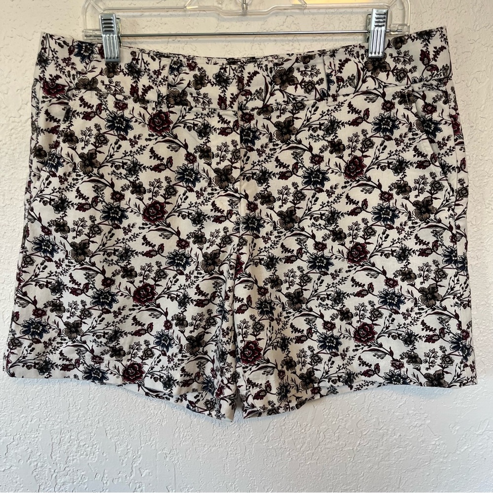 Loft Linen Cotton Blend Floral 6" Inseam Shorts size 8